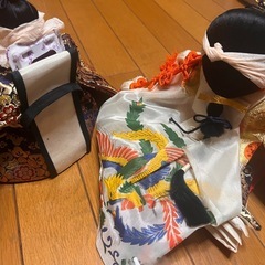 ひな祭り用の雛人形（男雛・女雛セット） 高級毛はたき付きの画像