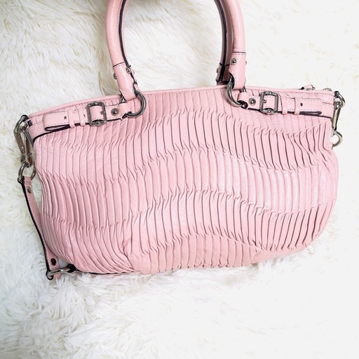 COACH コーチ マディソン ギャザー レザーバッグ 18620 ハンドバッグ ショルダーバッグ 2WAY ピンク シルバー金具