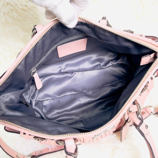 COACH コーチ マディソン ギャザー レザーバッグ 18620 ハンドバッグ ショルダーバッグ 2WAY ピンク シルバー金具