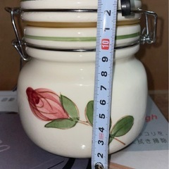 花柄 ハンドペイント 昭和レトロ 日本製 保存容器 陶器 密閉容器　ヴィンテージ アンティークの画像