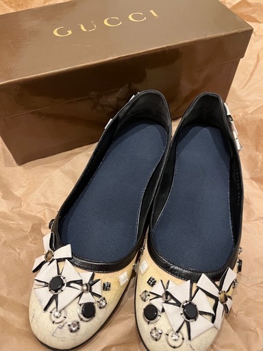 GUCCI 装飾付きフラットシューズ 37 1/2