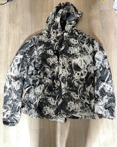 人気】686スノボウェア上下セット [L]スカル髑髏総柄パンツ青 (うさ