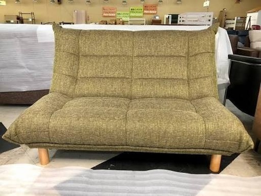 オリーブグリーン ファブリックソファ2P カルロス　GN関家具