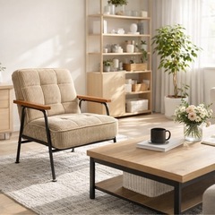 コーデュロイ 一人掛けソファ① リクライニングソファ アーム付き ポケットコイルの画像