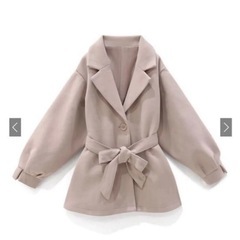 【新品未使用】【GRL】リボンベルト付きボリュームスリーブショートコートの画像