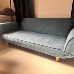 LOWYA 2人掛けソファ ソファーベット ネイビーの画像