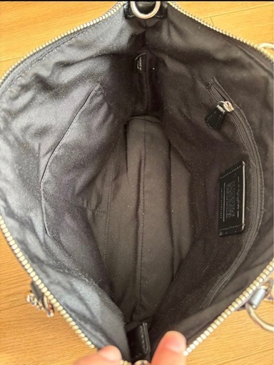 COACH グレーキャンバスショルダーバッグ