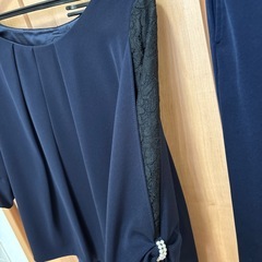 ネイビー　フォーマル パンツセットアップ　L　の画像