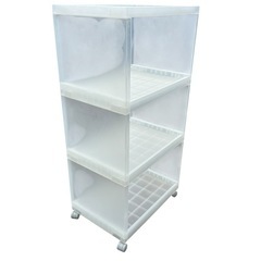 収納家具 クリアケース 3段 組立式ワゴン
の画像