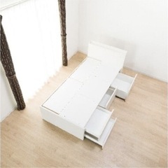 ニトリ シングルベッドフレーム ホワイトウォッシュの画像