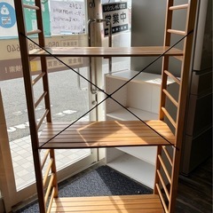 【中古品】木製 大型 ４段 収納家具 フリーラック オープン棚ラック 収納棚 ユニットシェルフの画像