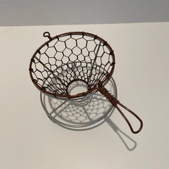 美品✨辻和金網　銅製　手編みコーヒードリッパー　スタンド付　iwaki セットの画像