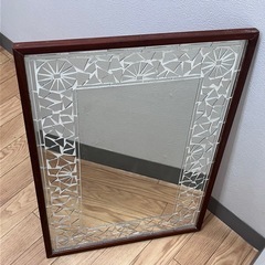 O  木製フレームミラー　姿見　鏡の画像