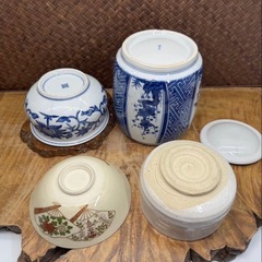 茶道具 京焼 染付 水指 建水 平茶椀 志野 抹茶碗 4点まとめ 在銘 茶器 煎茶道具 煎茶器 和食器 懐石道具 茶碗 和骨董 和美術 古美術 稽古用の画像