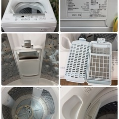 【🐤買取市場 6ヶ月保証】R714 ☀️2023-24年製の高年式♪ 生活家電2点セット 国内メーカー（TOSHIBA / 東芝） 冷蔵庫・洗濯機 ⭐動作確認済⭐クリーニング済の画像