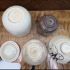 茶道具 なつめ形 水指 織部 抹茶椀 平茶碗 筒茶碗 4点 まとめ 水野寿山 晴峰 在銘 織部 瀬戸焼 茶器 煎茶道具 煎茶器 和食器 懐石道具 茶碗 の画像