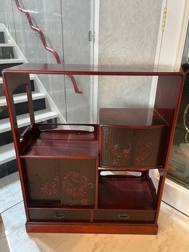 飾り棚　時代家具　鎌倉彫　茶箪笥