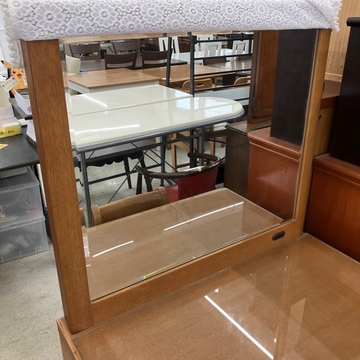 坂2602-1386 府中家具 ドレッサー 鏡台 椅子セット キズ汚れ有り