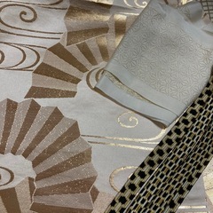 　　新品　扇子に流水柄　袋帯　いかがでしょうか？の画像