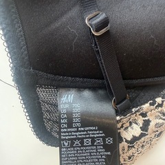 【新品・未使用】H&M レース装飾ブラジャー US32C 黒/アイボリーの画像