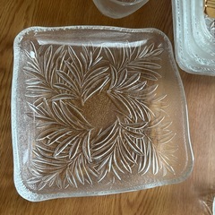 硝子の角皿と小鉢　薬味入れのセット
の画像