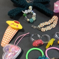キッズ用アクセサリー 指輪 ブレスレット ヘアゴムなどの画像