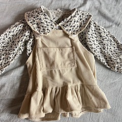 乳幼児服2点セット花柄クリームホワイト90cmの画像