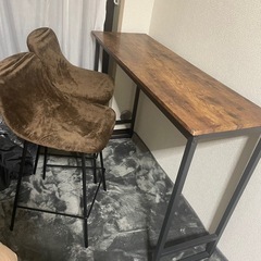 カウンターテーブル チェア2脚セット カバー付きの画像