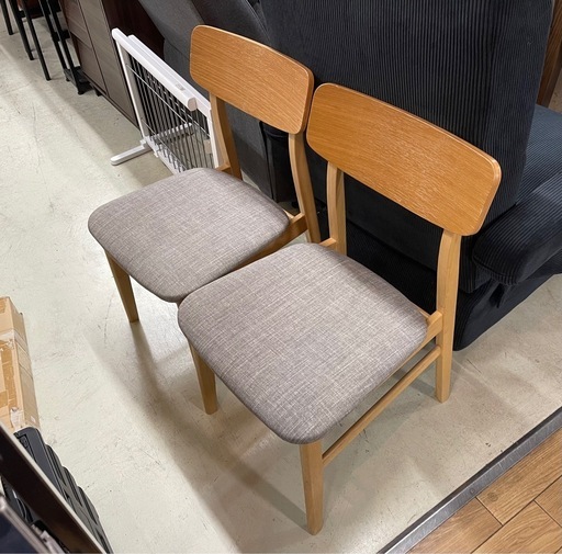 ニトリ ダイニング用チェア 木製 布張り 2脚セット 中古