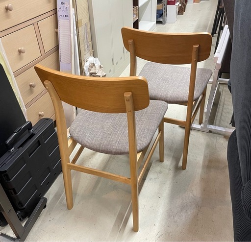 ニトリ ダイニング用チェア 木製 布張り 2脚セット 中古