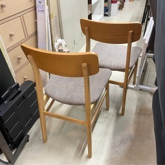 ニトリ ダイニング用チェア 木製 布張り 2脚セット 中古の画像
