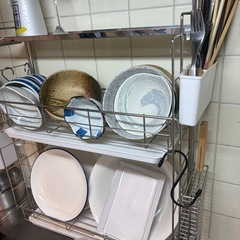 アイリスプラザキッチン水切りラック3段の画像