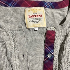 値下げ【Afternoon Tea タータン柄 カーディガン L】の画像