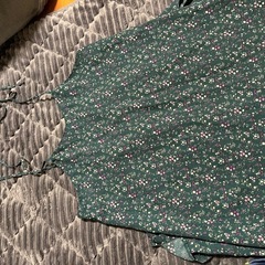 値下げ【小花柄 ロングワンピース グリーン】の画像