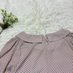 クレドソルCLEFDESOL 昭和レトロ　Lサイズ赤ドッドシャツ　長袖　オフィスカジュアル　春服の画像