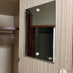 最終！ダークブラウン クローゼット ハンガーラック付き　鏡付き　レトロ　アンティークの画像