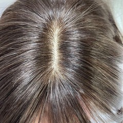 前髪ウィッグ人毛100%ヘアピース部分ウィッグ頭頂部エアリー　ダークブラウンの画像