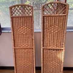 ラタンパーテーション　籐　アンティークの画像