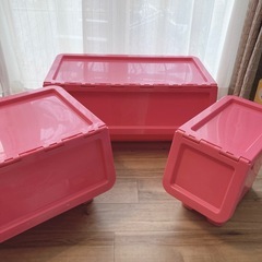 【取引中】収納ボックス 3点セット ピンク 大 中 小　の画像