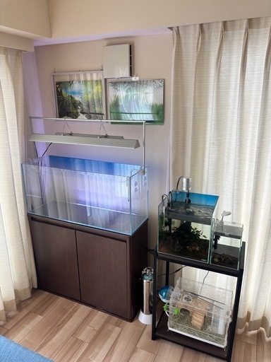 アクアシステム90cm✖️30cmガラス水槽、アクロGrow90cmライト、スタンドセット、水槽台セット