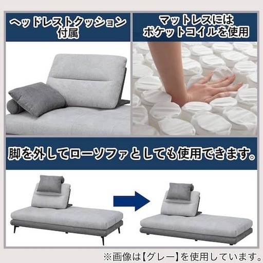 【美品/使用2年未満】ニトリ 布張りソファベッド（背もたれ2個付！）定価約7万円