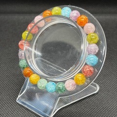 クラック入り天然水晶マルチカラー（染め）8mmブレスレット☪️16cmの画像