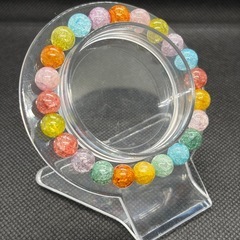 クラック入り天然水晶マルチカラー（染め）8mmブレスレット☪️16cmの画像
