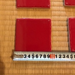 赤と花柄タイルセット メキシコ　12枚の画像