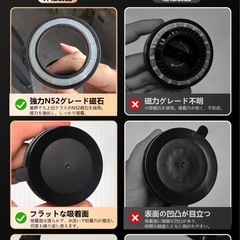  スマホホルダー 車 車載 ナノゲル吸着 真空吸盤 magsafe対応 360度回転 N52磁石 車載ホルダー 折りたたみ の画像