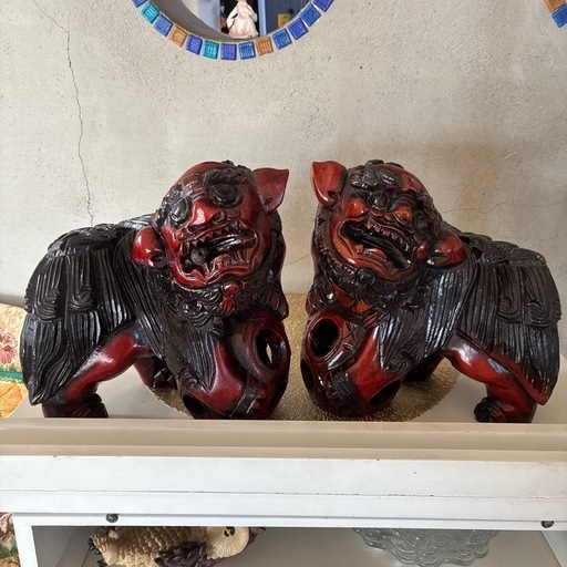 木製シーサー獅子置物玉乗り (じゅん プロフみてね) 加木屋中ノ池の