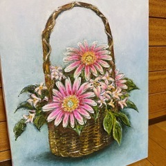 油絵　静物画　花の画像