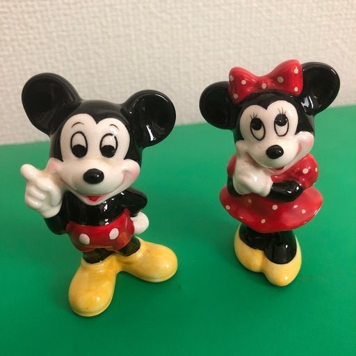 激レア！昭和レトロ ディズニー 「ミッキーとミニー」「チップとデール」陶器ペア置物セット