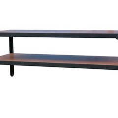 ◯ウォールナット テレビボード テレビ台 ローボード アイアンフレーム 幅100cm 鉄脚 木製 ラック リビング 北欧 中古品■ジモティ姫路の画像