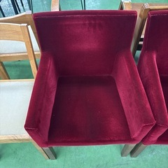 ベロアチェア　ワインレッド　イス　椅子　肘掛け椅子　赤　2脚セットの画像